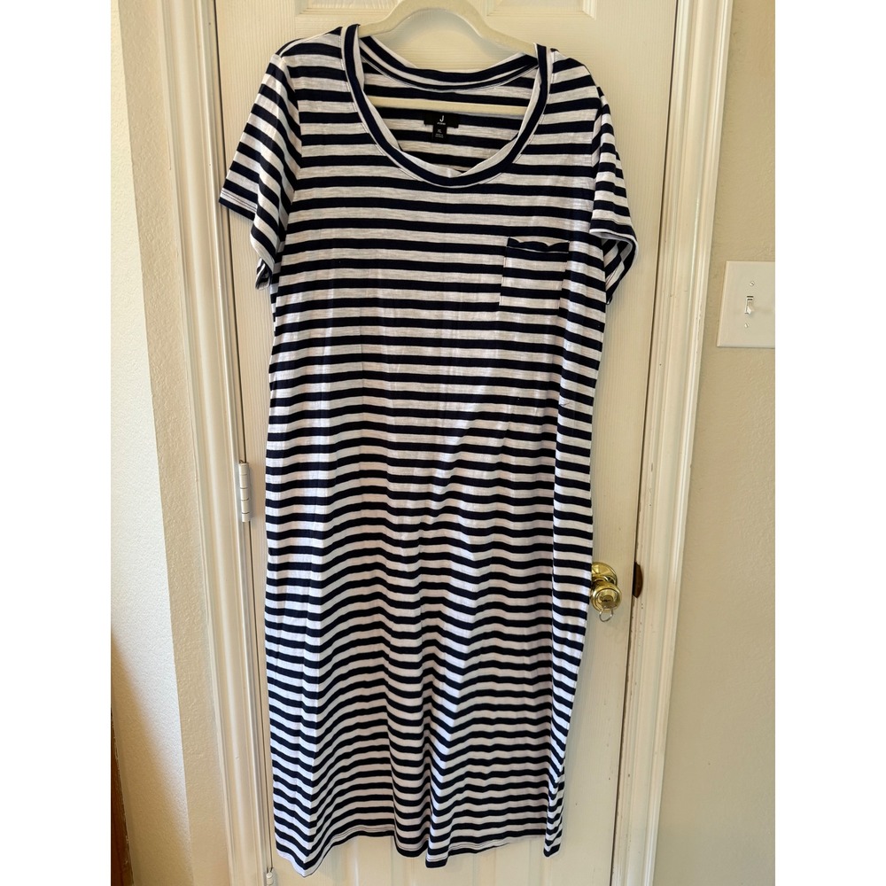 J Jason‎ Wu XL T Shirt Dress Striped Navy White Pocket Knee Length Casual